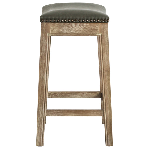 Elmo Bonded Leather Counter Stool Vintage Gray, Weathered Smoke Legs 358625B-V04-WSKD New Pacific Direct