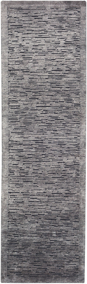 Capri CAP-2307 Modern NZ Wool, Silk Rug CAP2307-268 Black, Taupe 50% NZ Wool, 50% Silk 2'6" x 8'