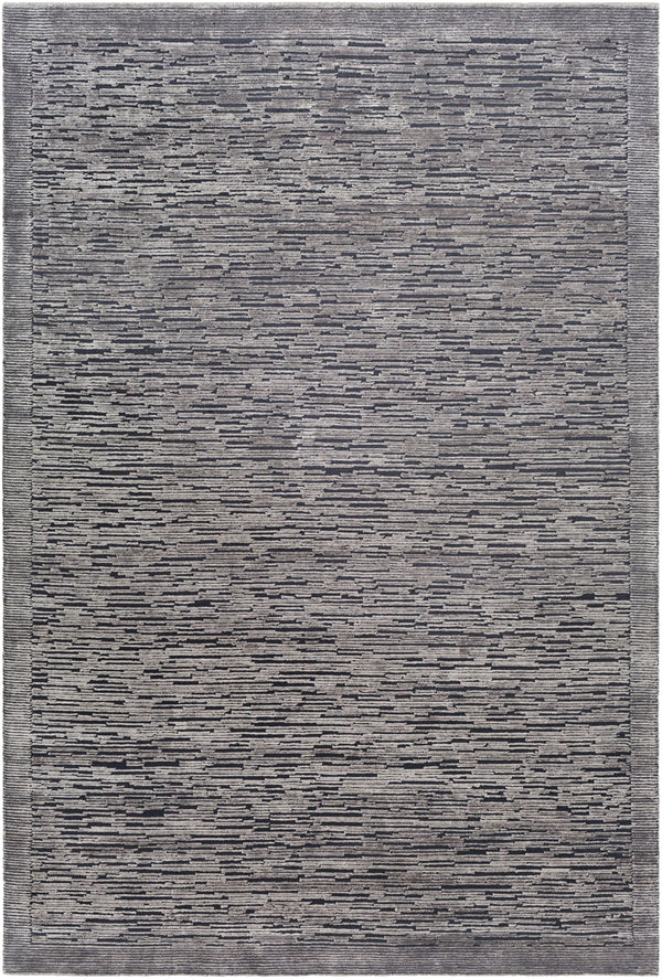 Capri CAP-2307 Modern NZ Wool, Silk Rug CAP2307-913 Black, Taupe 50% NZ Wool, 50% Silk 8'10" x 13'