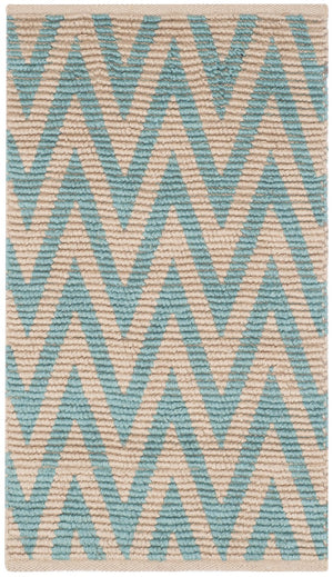 Cape Cod 863  Hand Woven 70% Cotton 30% Jute Rug Natural / Turquoise