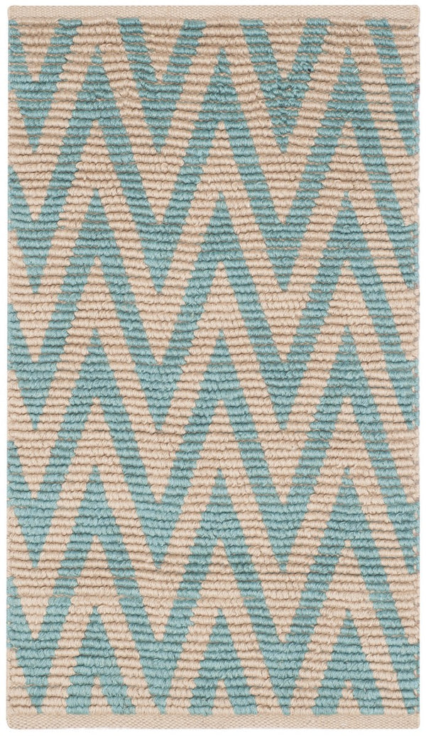 Cape Cod 863  Hand Woven 70% Cotton 30% Jute Rug Natural / Turquoise