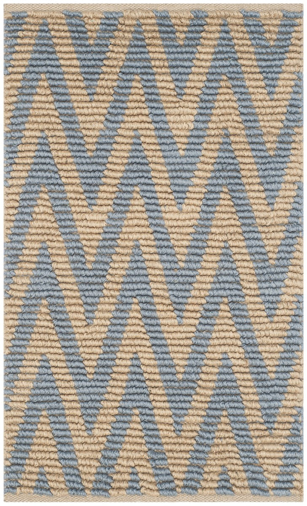 Cape Cod 863  Hand Woven 70% Cotton 30% Jute Rug Natural / Light Blue