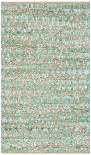 Cape Cod 864  Hand Woven 70% Cotton 30% Jute Rug Natural / Teal