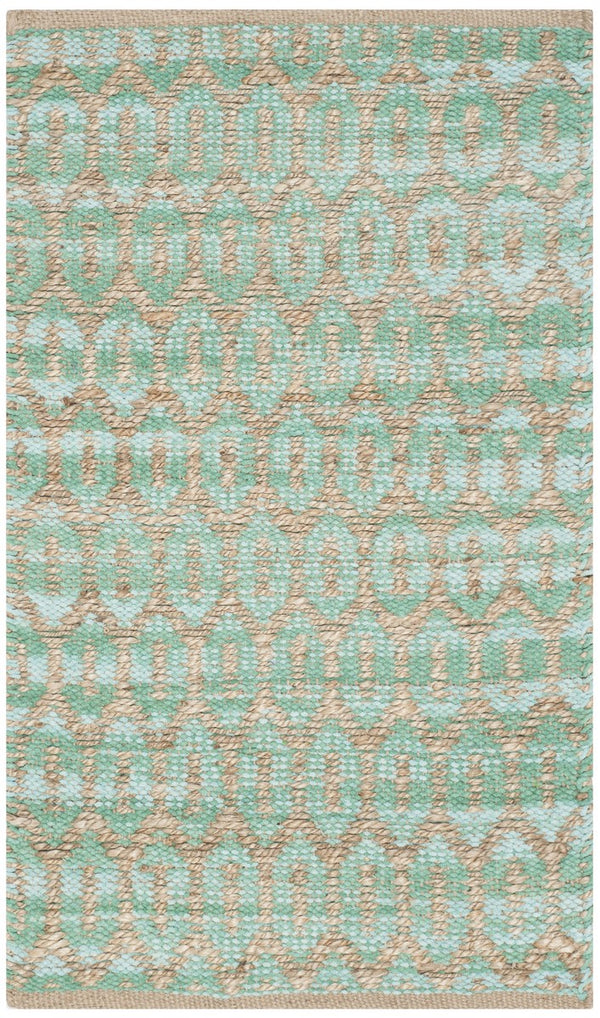 Cape Cod 864  Hand Woven 70% Cotton 30% Jute Rug Natural / Teal