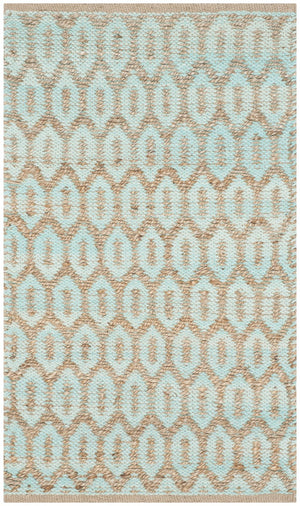 Cape Cod 864  Hand Woven 70% Cotton 30% Jute Rug Natural / Turquoise