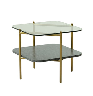 VIG Furniture Modrest Cari - Glam Gold + Glass End Table VGODLZ-247E-GOLD-ET