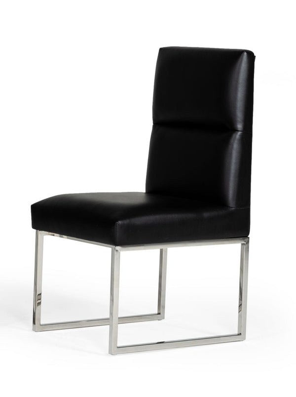 VIG Furniture A&X Carla - Modern Black Leatherette Dining Chair (Set of 2) VGUNAC022-BLK-DC