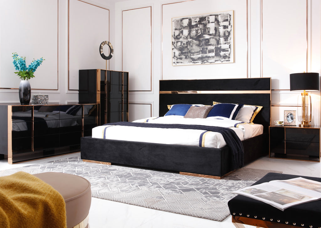 VIG Furniture Nova Domus Cartier Modern Black & Rosegold Chest VGVCJ-A002-5H