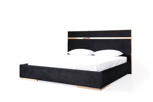 VIG Furniture Modrest Cartier - Queen Modern Black + Rose Gold Bed + Nightstands VGVCBD-A002-BLK-BED-2NS-SET-Q