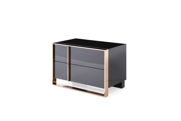 VIG Furniture Nova Domus Cartier - Eastern King Modern Black + Rose Gold Bed + Nightstands VGVCBD-A002-BLK-BED-2NS-SET-EK