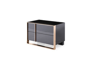 VIG Furniture Modrest Cartier - Queen Modern Black + Rose Gold Bed + Nightstands VGVCBD-A002-BLK-BED-2NS-SET-Q