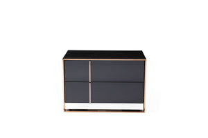VIG Furniture Modrest Cartier - Queen Modern Black + Rose Gold Bed + Nightstands VGVCBD-A002-BLK-BED-2NS-SET-Q