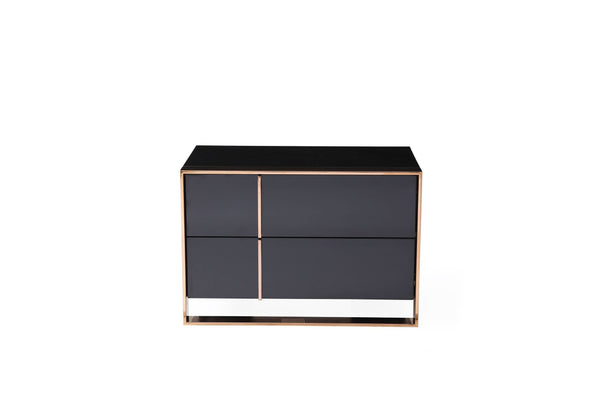 VIG Furniture Nova Domus Cartier - Eastern King Modern Black + Rose Gold Bed + Nightstands VGVCBD-A002-BLK-BED-2NS-SET-EK