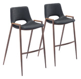 Zuo Modern Desi 100% Polyurethane, Plywood, Steel Modern Commercial Grade Barstool Set - Set of 2 Black, Walnut 100% Polyurethane, Plywood, Steel