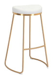 Zuo Modern Bree 100% Polyurethane, Plywood, Stainless Steel Modern Commercial Grade Barstool Set - Set of 2 White, Gold 100% Polyurethane, Plywood, Stainless Steel