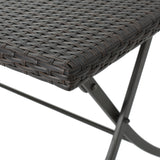 Noble House Riad Outdoor Multibrown Wicker Rectangular Foldable Dining Table