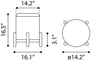 Zuo Modern Calistoga 100% Polyester, Plywood, MDF, Beech Wood Modern Ottoman Yellow 100% Polyester, Plywood, MDF, Beech Wood