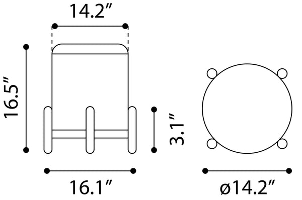 Zuo Modern Calistoga 100% Polyester, Plywood, MDF, Beech Wood Modern Ottoman Yellow 100% Polyester, Plywood, MDF, Beech Wood