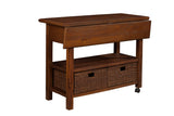 Alpine Furniture Caldwell Kitchen Cart, Antique Cappuccino 6079-05 Antique Cappuccino Acacia Solids & Veneer 28 x 48 x 36