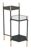 Zuo Modern William Steel, Glass Modern Commercial Grade Side Table Black, Gold Steel, Glass