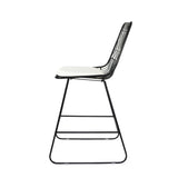 Niez Outdoor Wire Counter Stools with Cushions, Black and Ivory Noble House