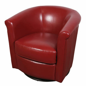 Porter Designs Marvel Contemporary Leather-Look Swivel Accent Chair Contemporary Accent - Swivel Red 02-201C-06-204