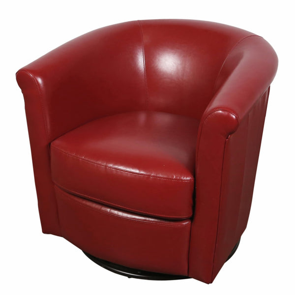 Porter Designs Marvel Contemporary Leather-Look Swivel Accent Chair Contemporary Accent - Swivel Red 02-201C-06-204