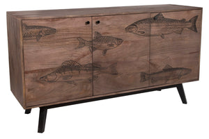 Porter Designs Fish Solid Wood Transitional Sideboard Gray 07-215-06-55469
