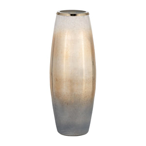 Sagebrook Home Contemporary Glass,24"h Vase W/metal Rim, Cream/blk Ombre 15202-04 Black/white Glass