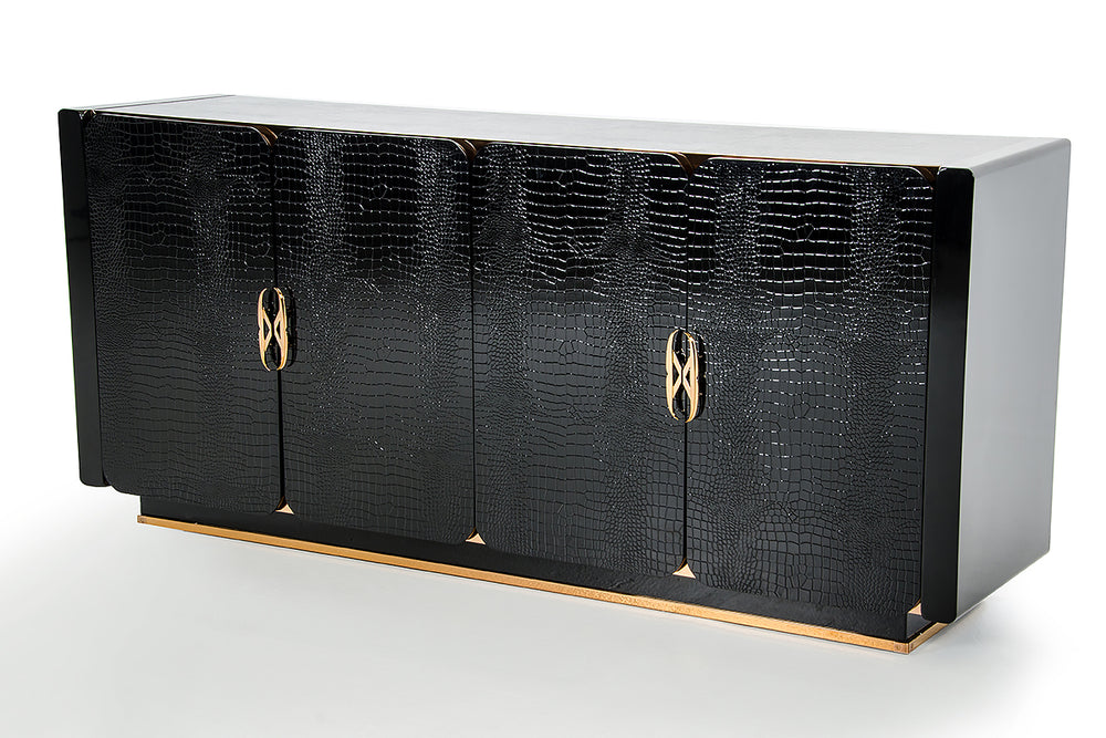 VIG Furniture A&X Talin Modern Black Crocodile & Rosegold Buffet VGUN106-180-CROC