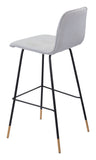 Zuo Modern Gironde 100% Polyester, Plywood, Steel Modern Commercial Grade Barstool Light Gray, Black, Gold 100% Polyester, Plywood, Steel