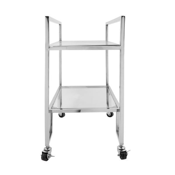 Sagebrook Home Contemporary Metal, 26x32 2-layered Bar Cart, Silver 16223 Silver Metal