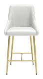 Zuo Modern Madelaine 100% Polyurethane, Plywood, Steel Modern Commercial Grade Counter Stool White, Gold 100% Polyurethane, Plywood, Steel