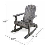 Maison Outdoor 5 Piece Acacia Wood/ Light Weight Concrete Adirondack Rocking Chair Set with Fire Pit, Dark Grey Finish and Grey Finish