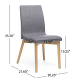 Noble House Orrin Dark Grey Fabric/ Oak Finish Dining Chair (Set of 2)