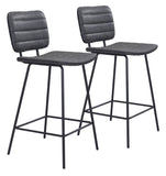 English Elm EE2705 100% Polyurethane, Plywood, Steel Modern Commercial Grade Counter Chair Set - Set of 2 Vintage Black, Black 100% Polyurethane, Plywood, Steel