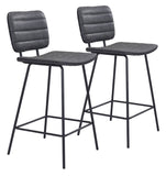 Zuo Modern Boston 100% Polyurethane, Plywood, Steel Modern Commercial Grade Counter Stool Set - Set of 2 Vintage Black, Black 100% Polyurethane, Plywood, Steel