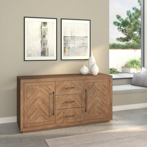 Alpine Furniture Aiden Sideboard 3348-06 Weathered Natural Solid Pine and Plywood 62 x 18 x 32
