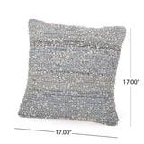 Buckley Modern Handcrafted Fabric Throw Pillow, Blue and White Noble House