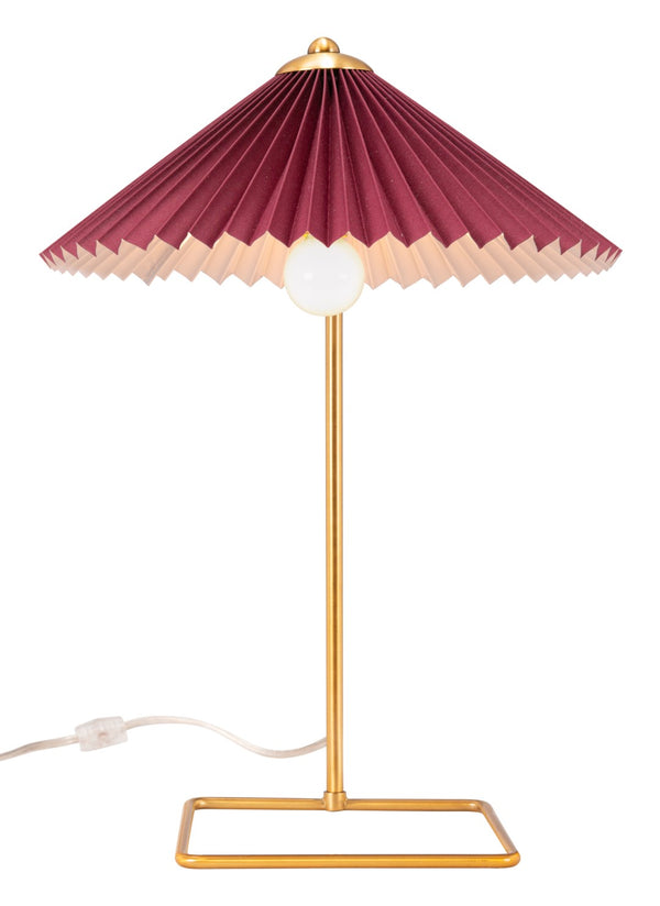 Zuo Modern Charo Steel, PVC Modern Commercial Grade Table Lamp Red, Gold Steel, PVC