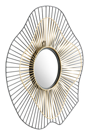 Zuo Modern Comet Iron, MDF, Glass Modern Commercial Grade Mirror Black, Gold Iron, MDF, Glass