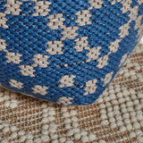 Blessberg Indoor Handcrafted Boho Cube Pouf, Blue and White Noble House