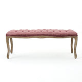 Tassia Traditional Button Tufted Velvet Bench, Natural and Blush Noble House