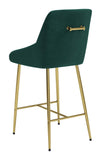 Zuo Modern Madelaine 100% Polyester, Plywood, Steel Modern Commercial Grade Counter Stool Green, Gold 100% Polyester, Plywood, Steel