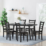 Prestage Farmhouse Wooden Dining Chairs (Set of 6), Matte Black Noble House