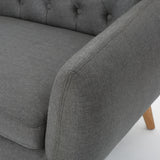 Bernice Petite Mid Century Modern Tufted Dark Grey Fabric Sofa Noble House