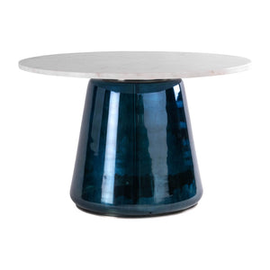 Sagebrook Home Contemporary Marble Top, 19"h Coffee Table Gls Base, Metallic 16569-08 Blue Glass