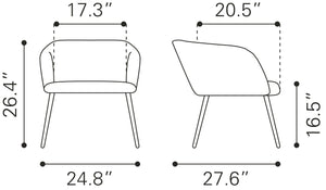 Zuo Modern Papillion 100% Polyester, Plywood, Steel Modern Commercial Grade Accent Chair Yellow, Black 100% Polyester, Plywood, Steel