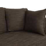 Manbow Contemporary Fabric Pillowback 3 Seater Sofa with Nailhead Trim, Brown and Dark Brown Noble House