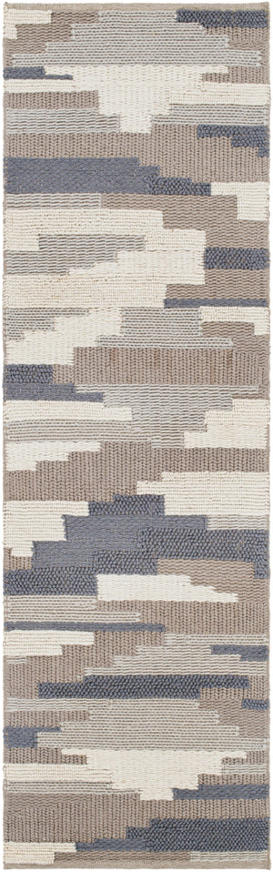 Cocoon CCN-1003 Modern Wool Rug CCN1003-268 Denim, Taupe, Light Gray, Cream 100% Wool 2'6" x 8'